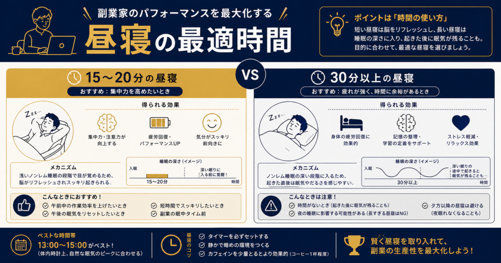 昼寝の最適時間:15〜20分vs30分以上の比較