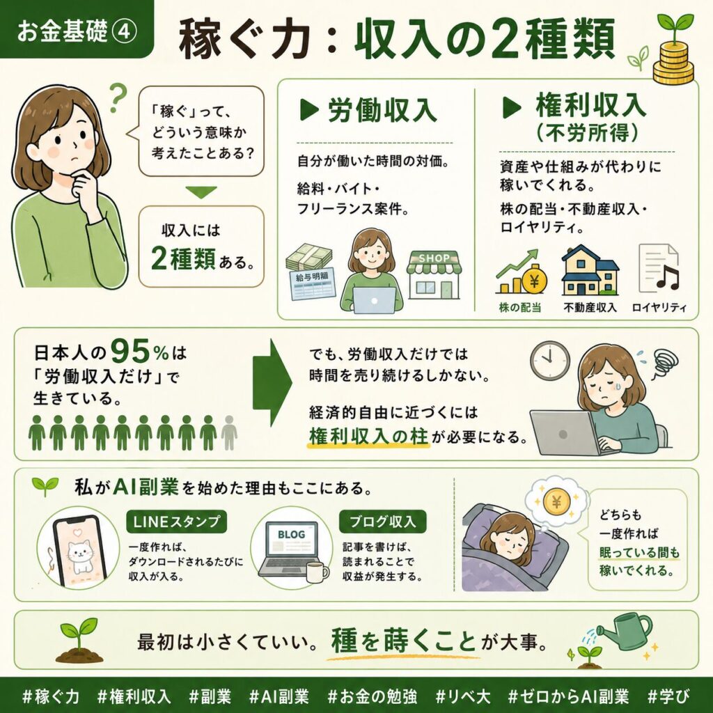 労働収入と権利収入の違いの解説図